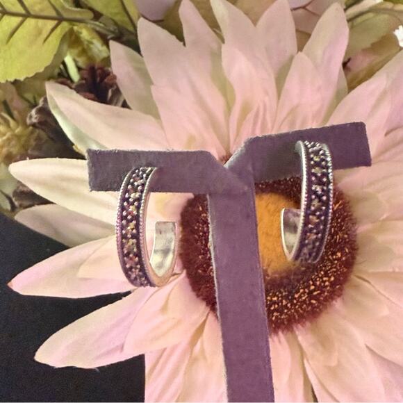 Judith Jack 925 Sterling Silver Hoop Earrings - Picture 8 of 13